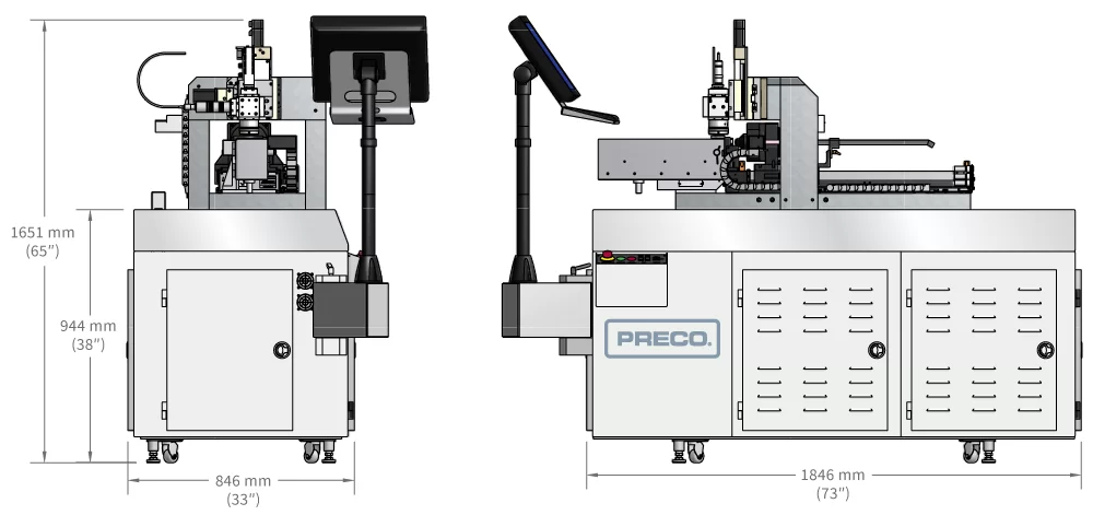 RT1000 small tube laser cutter size diagram